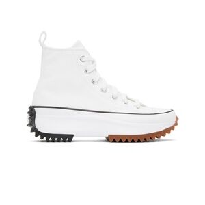 Converse White High-Top Platform Sneakers with Black and Brown Outsole